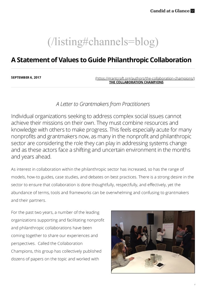 thumbnail of A Statement of Values to Guide Philanthropic Collaboration _ GrantCraft