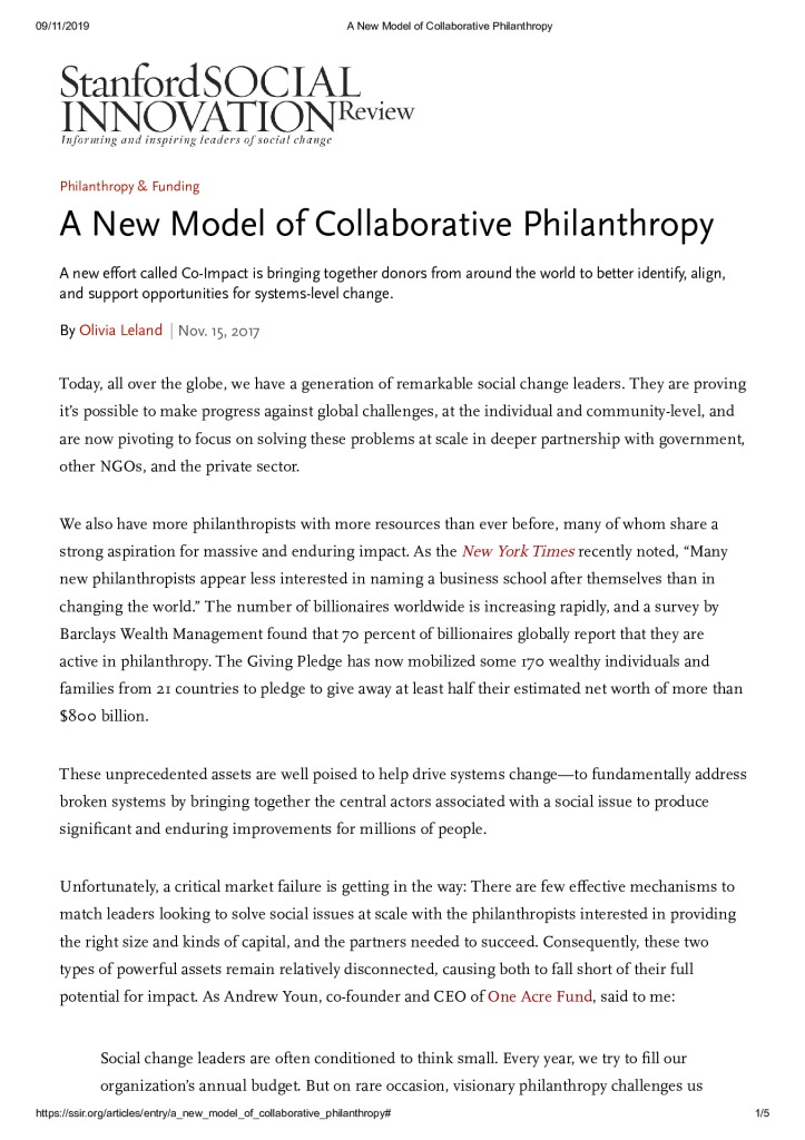 thumbnail of Stanford_A New Model of Collaborative Philanthropy