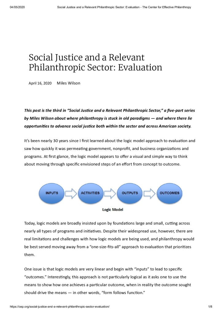 thumbnail of Social Justice and a Relevant Philanthropic Sector_ Evaluation